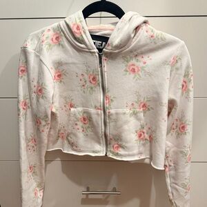 Katie J NYC Floral Cropped Hoodie XL